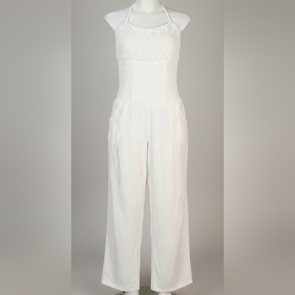 Chic Beige Lace Jumpsuit - Picture 1 of 4